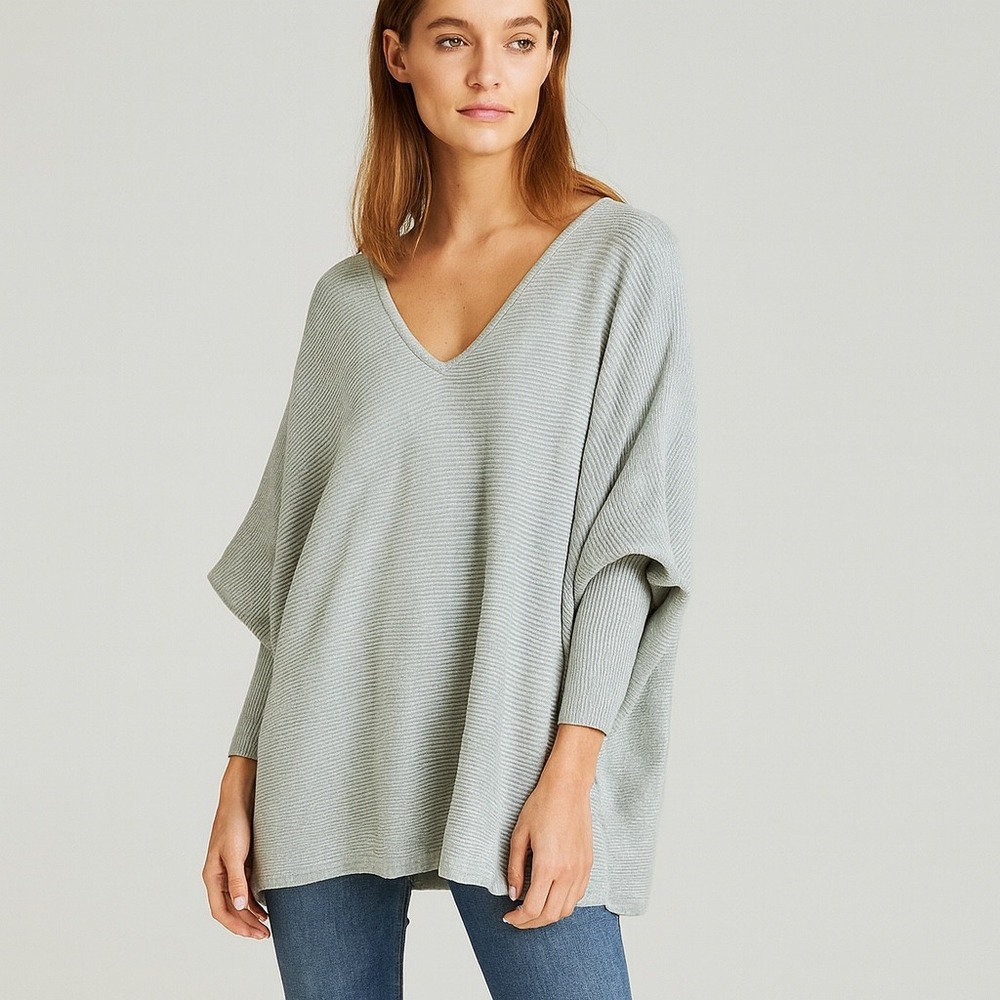 Vila Milano Women's V-Neck Gray Sweater
